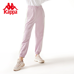Kappa卡帕复古运动裤新款女轻薄长裤透气休闲裤白边小脚卫裤