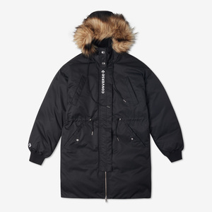 匡威羽绒服女装2020冬季新款宽松中长款黑色大衣外套10019430-a02