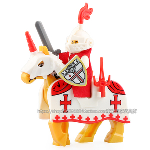 乐高中古世纪十字军人仔马鞍拼装积木人仔玩具第三方配件十字架