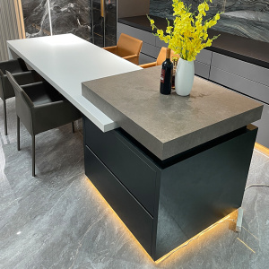 岛台餐桌一体侘寂风家用厨房吧台茶桌定制小户型轻奢岩板成品导台