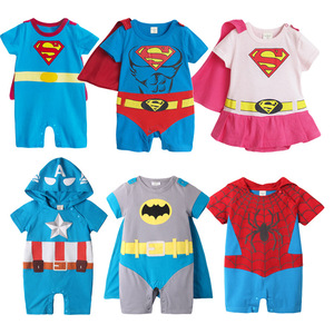 婴儿连体衣夏6个月男女宝宝衣服美国队长超人造型哈衣2岁儿童爬服