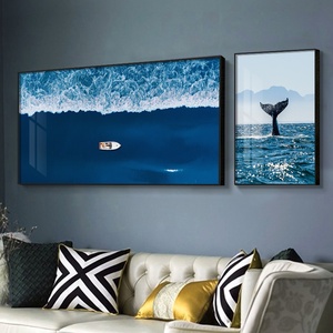 客厅装饰画海洋现代简约大海风景画壁画沙发背景墙挂画蓝色背景画