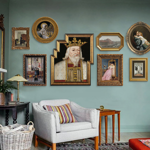 欧式人物挂画复古客厅装饰画不规则异形框美式壁画小众艺术书房画