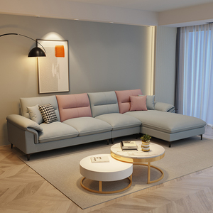 科技布艺沙发免洗轻奢北欧简约现代家具客厅小户型三人位L形组合