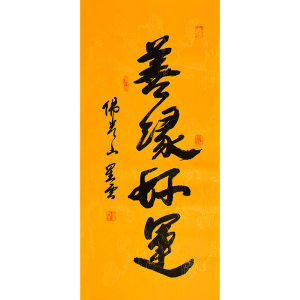 佛家星云大师书法名家字画作品三尺竖幅一笔字手写名人书画收藏