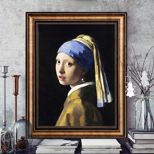 维米尔人物油画装饰画戴珍珠耳环的少女欧式挂画肖像画玄关背景画