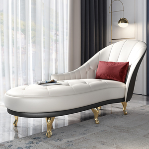 真皮贵妃躺椅欧式客厅懒人小沙发单人卧室美式轻奢皮艺太妃美人榻