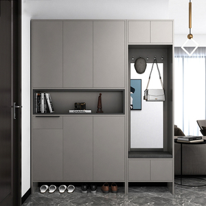 进门鞋柜家用门口玄关柜衣帽收纳一体靠墙定制入户门厅柜轻奢现代