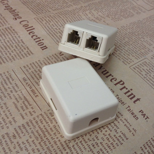 电话接线盒 一分二 6p4c电话线分线盒 双孔美式盒 1接2插 批发