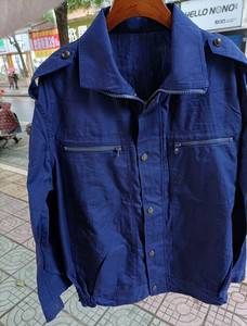 库存正品87式海蓝夏作训服老式的确良料服装耐磨工作服军训套装