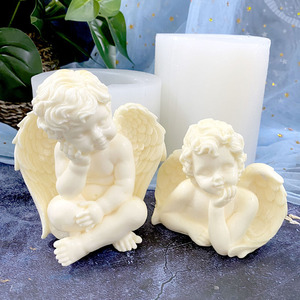 大号复古天使硅胶模具3d立体欧式小天使手工树脂蜡烛模石膏装饰品