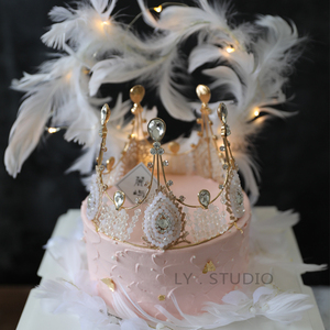 麓屿 公主皇冠粉色蛋糕ins网红少女心羽毛生日蛋糕送女友厦门同城