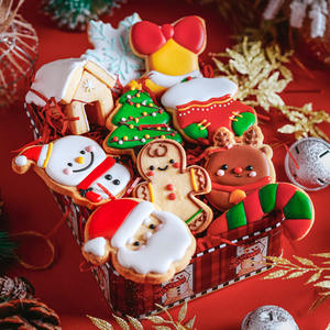 麓屿 姜饼人饼干圣诞姜饼 圣诞节翻糖饼干 糖霜饼干曲奇礼盒团购