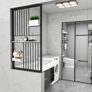 铁艺屏风隔断现代简约入户玄关柜开放式卫生间干区隔断半墙不锈钢