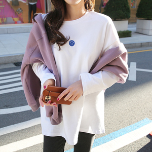 150cm155矮小个子加绒t恤女外穿洋气秋冬季中长款宽松打底衫145xs
