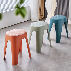 塑料凳子家用加厚可叠放高凳大人简易餐桌椅简约成人胶凳朔料圆凳