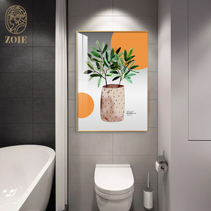 小清新绿植卫生间装饰画免打孔防水免钉北欧酒店浴室厕所阳台挂画