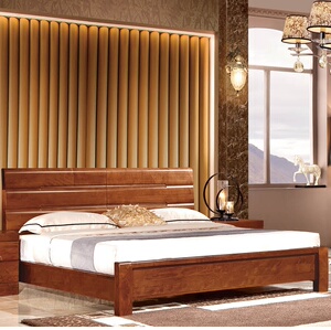 大自然现代中式核桃色611实木床