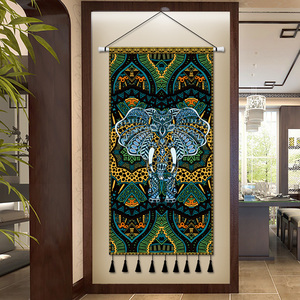 大象印度挂毯背景布超大客厅玄关装饰画东南亚挂画布艺民宿装饰