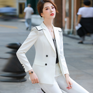 白色西装套装女秋冬韩版时尚气质女神范英伦风休闲流苏小西服外套
