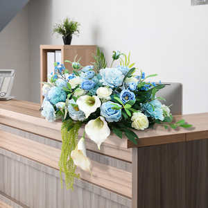 新款公司前台桌面装饰花艺店铺橱窗商务房地产活动假花布置签到台