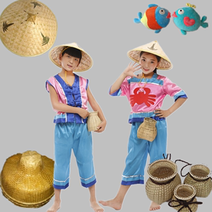 六一儿童小荷风采舞蹈节目渔民表演服装男女童渔夫渔家女道具衣服