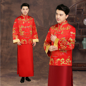 秀禾服唐装中式婚礼新郎结婚男士龙凤褂明星同款黄晓明礼服敬酒服