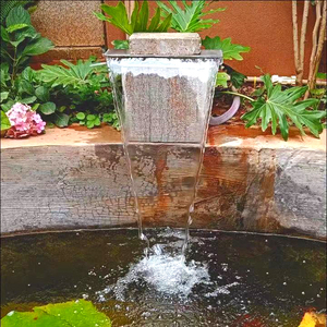 定制不锈钢瀑布出水口鱼池装饰造景庭院花园阳台景观水幕墙流水槽
