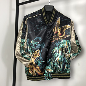 slp风格虎鹰夹克棒球服外套丝绸高街明星同款棒球衫男女春季