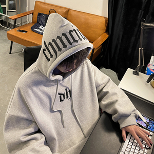 高街hiphop连帽卫衣字母印花潮男套头ins街头风美式复古宽松帽衫