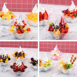 花式冰淇淋模型有食欲样品展示水果糖豆果酱美食节梅花碗圣代模具