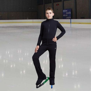 儿童花样滑冰服套装溜冰服训练服男童成人黑色滑冰训练服夏季服装