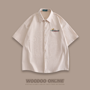别朵小花 WOODOO 设计师品牌 日系简约纯色灯芯绒 男女衬衫