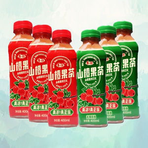 华旗山楂果茶花旗果茶果汁果肉无蔗糖饮料400ml*6瓶