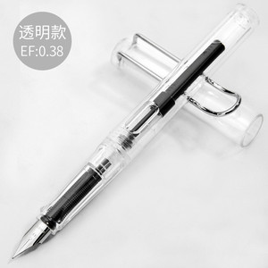 爱好009直液式矫姿铱金钢笔 三凹位设计可擦晶蓝可替囊全透明钢笔