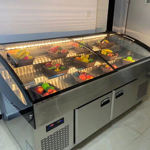 厨房直冷阶梯点菜柜烧烤水果捞冷藏冷冻保鲜柜商用明档凉菜展示柜