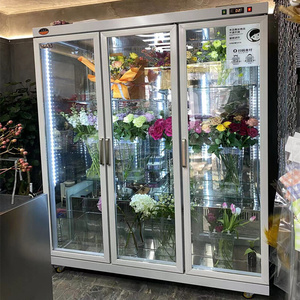 敞开式鲜花保鲜柜风冷无霜定做花店鲜花冰箱花艺三门冷藏玻璃展示
