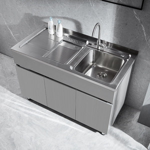 不锈钢洗衣柜304台盆柜洗手台洗衣池带搓板阳台浴室柜组合落地式