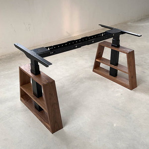 [木林如家]黑胡桃木实木电动升降桌腿电机支架自动书桌桌架定制款