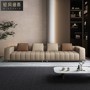 意式极简2024头层牛皮沙发钢琴键现代极简直排客厅家具设计沙发