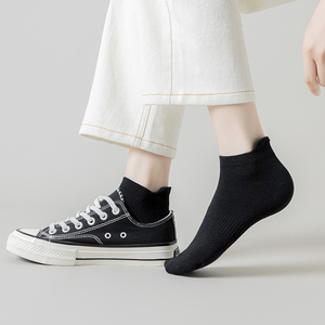 护脚踝运动袜子女短袜浅口纯棉袜黑色白色船袜女夏季薄款防臭吸汗