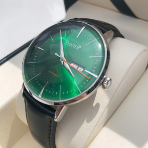 美国进口天舵手表男士全自动机械腕表牛皮表带时尚潮流防水绿水鬼