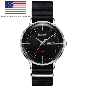 天舵2019新款原装进口欧美男女款休闲腕表全自动机械帆布带曜石黑