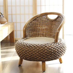 藤编座椅榻榻米坐墩家用客厅椅子茶道矮椅懒人藤椅田园编织靠背椅