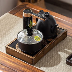 烧水壶电磁炉架子实木茶台茶桌面上嵌入一体式全自动电热水壶框架