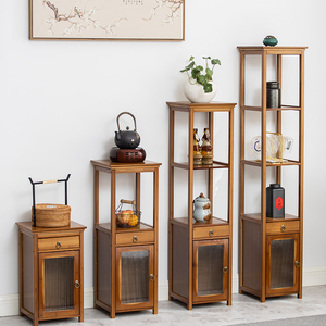 新中式博古架茶架展示架实木客厅茶具茶叶收纳柜小型茶柜置物架子