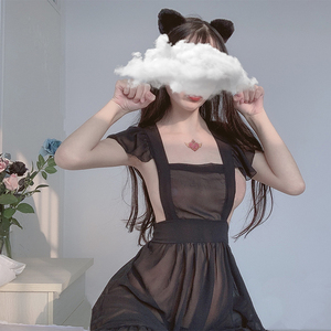 撩汉出品:俏皮软妹猫女可爱雪纺吊带睡裙性感睡衣甜心女仆制服