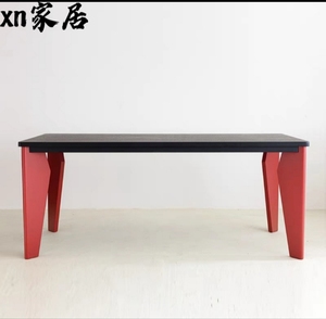 北欧风实木餐桌长方形洽谈桌复古简约办公桌设计师艺术时尚书桌