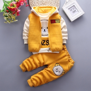 男宝宝秋冬套装帅气1-2-3岁婴儿童装加绒女童卫衣4韩版洋气三件套