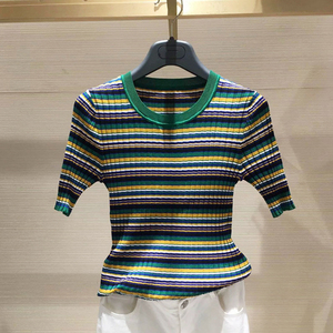 哥弟彩色条纹t恤